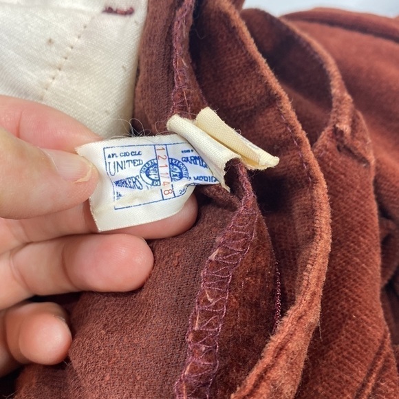 Vintage Oshkosh B'Gosh Corduroy Pants Talon 32x32 Rust Red Rare 70s - Picture 9 of 14